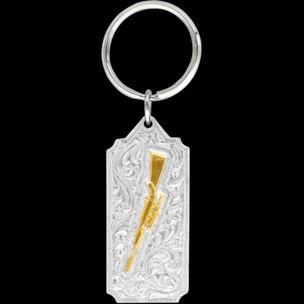 Elevate your style with our Gold Rifle Keychain. Crafted with precision and sophistication, this accessory is perfect for firearm enthusiasts and those with a passion for the outdoors. Shop now!